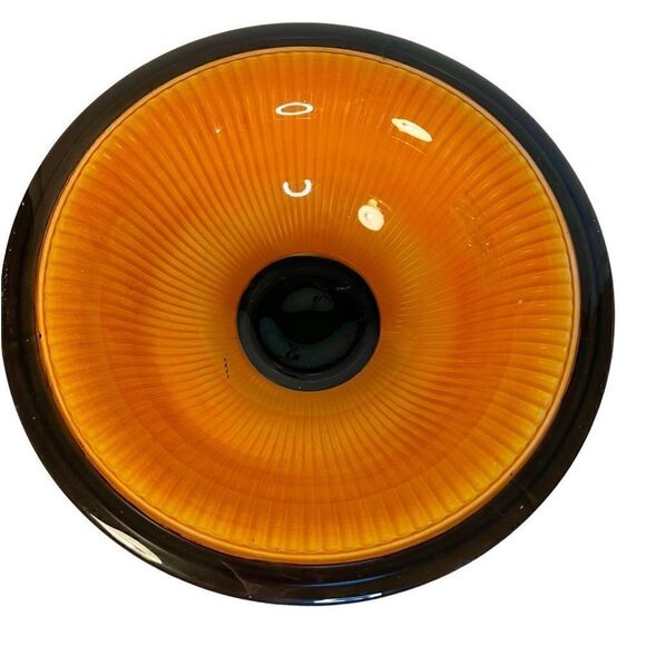 Vintage Art Deco Molded Orange And Black Cased Ribbed Fluted Bowl - Picture 7 of 16